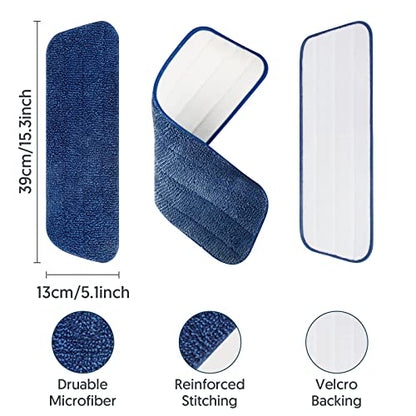 7 Count Reusable Microfiber Mop Pads for Swiffer PowerMop- MEXERRIS PowerMop Refills Hard Wood Floor Mop Pads Machine Washable, Wet Dry Dust Mop Pads Replacement for 13''-15'' Spray Wet Mops - color: Darkblue