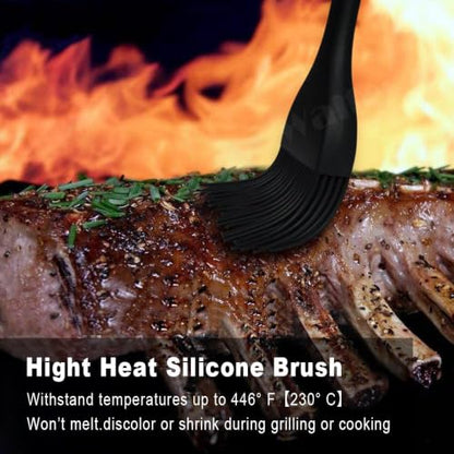 Walfos 3 Size Basting Brush, 600°F High Heat Resistant Silicone Pastry Brushes for BBQ, Baking, Kitchen Cooking, Desserts- BPA Free&Dishwasher Safe - color: Black, size: Extra Large + Large + Small