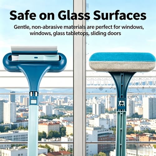Window Screen Cleaning Brush, Upgraded 2 in 1 Mesh Screen Cleaner with Squeegee, Multi-Purpose Cleaning Brush for Home Window Glass Porch Screens