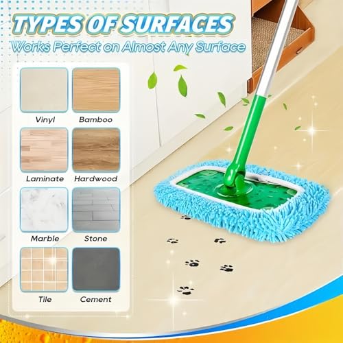 Reusable Microfiber Mop Pads, 3Pcs Replacement Compatible with Swiffer Sweeper Mop, Refills & Washable Dry Sweeping Cloths for Surface Hardwood Floor Cleaning(Blue) - color: Blue