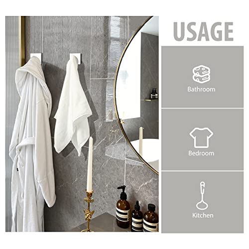 VIS'V Adhesive Towel Hooks, Waterproof Shower Wall Stick on Hooks, 2 Extra Adhesive Strips, White, 4 Pcs - color: White