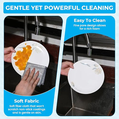 11 PCS Upgraded 3-Layer Non-Scratch Wire Dishcloths – Steel Wire Dish Cloths for Kitchen, Dish Towels & Wire Dishwashing Rags – Reusable Wire Rags for Cleaning Cookware, Dishes, Sinks – 8.66” x 8.66”