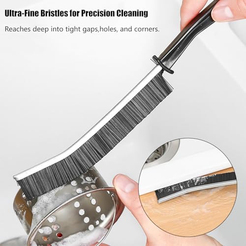 4Pack Crevice Cleaning Brush, Multifunctional Gap Cleaning Brush Tools with Hard Nylon Bristles, Ideal for Bathroom, Kitchen, Sink, Window, Black