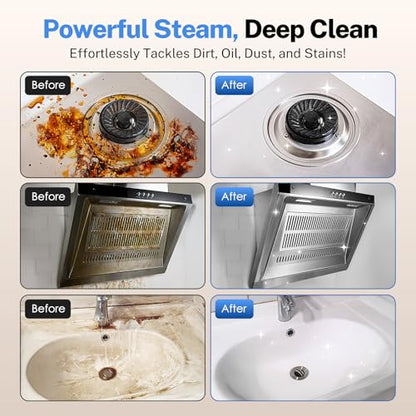 ODSD Steam Cleaner for Home & Car, 3-Level Adjustable Steamer for Cleaning, 15s Heat-Up & 1.6L Large Tank, Handheld Steam Cleaner for Car Detailing, Home, Tile, Grout,Furniture with 15pcs Accessories
