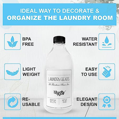 The Farmhouse Room Inc. Laundry Beads Dispenser Bottle - Scent Beads Container for Laundry Room Organization - 1/2 Gallon BPA Free & PET Plastic Bottle for Laundry Beads with Waterproof Label - 64 oz - style: Laundry Beads Bottle