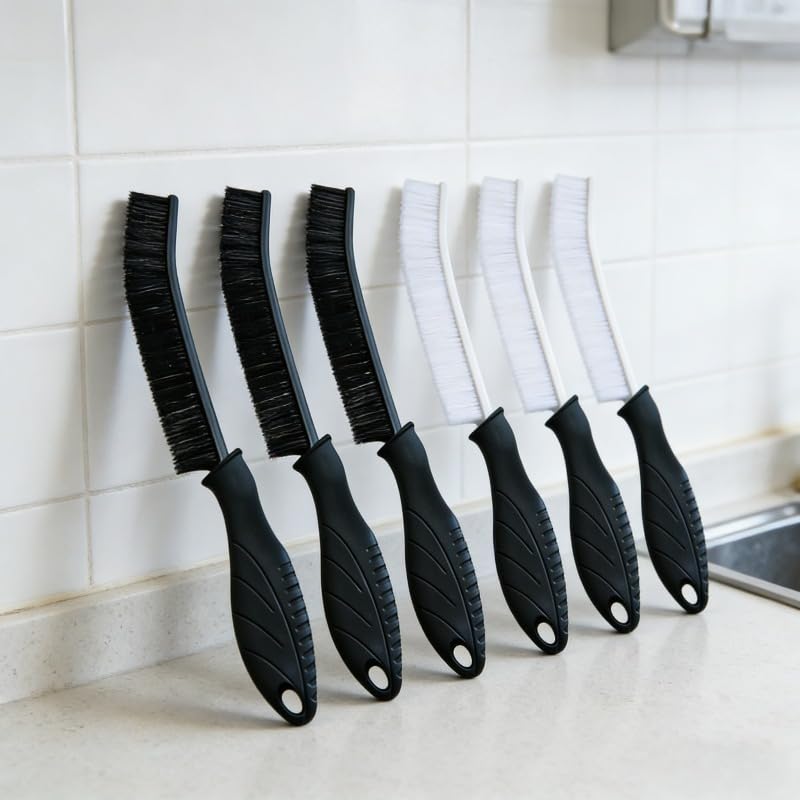 Gap Cleaning Brush Set 6-Pack Widening Handle Hard Bristles for Tile Seams, Kitchen and Bathroom Use, A1 - color: A1