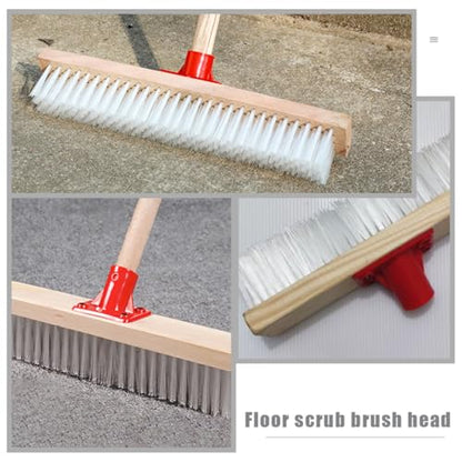 Uonlytech Hard Bristle Floor Scrub Brush with Long Handle, Nylon Stiff Bristle Deck and Patio Cleaning Brush for Bathroom and Outdoor Use, Sturdy 40cm Heavy Duty Scrubber for Tile and Carpet