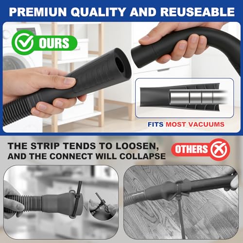 Sealegend Dryer Vent Cleaner Kit - Vacuum Hose Attachment & Lint Brush,Dryer Vacuum Hose Attachment Fit Most Vacuums and Dryer, Refrigerator Coils & Behind Appliances, Black - color: Black