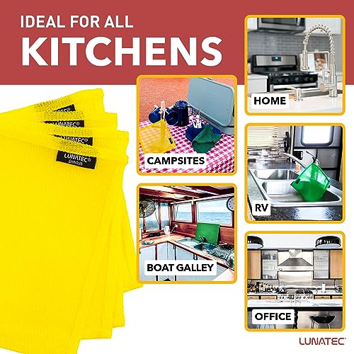 Lunatec Odor-Free Kitchen Dishcloths. A Scrubber and scouring pad for All Surfaces. (4-Pack) - color: Brown