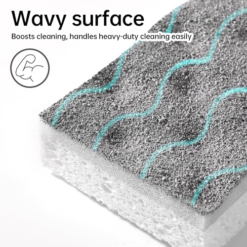 JOYMOOP Textured Clean Sponges, Dual-Sided Non-Scratch Soft Scrub Dish Sponge, Safe for Non-Stick Cookware, Kitchen and Household Cleaning, 12 Pack [Grey & White] - color: Gray & White [12 Pcs]