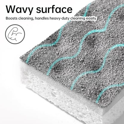 JOYMOOP Textured Clean Sponges, Dual-Sided Non-Scratch Soft Scrub Dish Sponge, Safe for Non-Stick Cookware, Kitchen and Household Cleaning, 12 Pack [Grey & White] - color: Gray & White [12 Pcs]