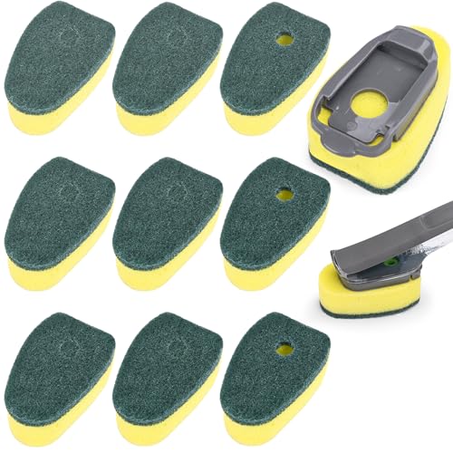 Sponge Dishwand Brush Refills for Scotch-Brite Dishwand - 10 Pack Dish Soap Non-Scratch Brush Refills for Nonstick Pots and Pans, Glass & Tubs（Green - color: Green-10pack