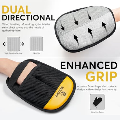 2 Pack Pet Hair Removal Glove - Pet Hair Removal Glove for Dogs & Cats, Electrostatic Pet Hair Remover for Loundry, Couch, Carpet, Clothing, Bed & Car Seat, Reusable Magic Brush Pet Hair Tool - Black