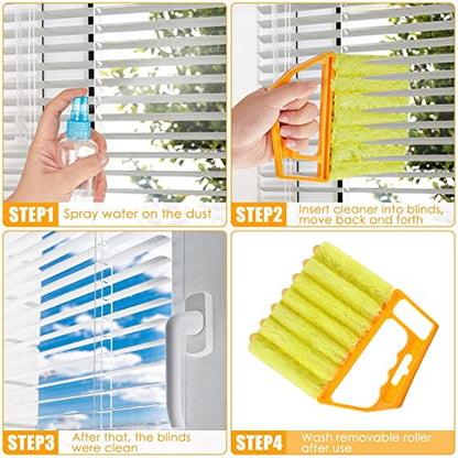 Geiserailie 2 Pcs Window Venetian Blind Cleaner Duster Tool Washable 7 Fingers Dusting Cleaner and Air Vent Shutter Brush Blinds Air Conditioner Fan Duster Dirt Housekeeping Tool (2 Color) - color: 2 Color