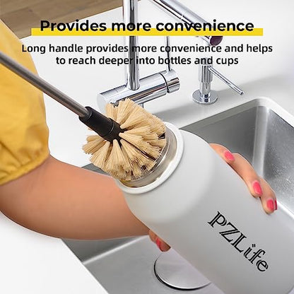 2-in-1 Water Bottle Brush, Water Bottle Cleaner & Straw Brush Cleaning Scrubbing Brush 15 in Long Bottle Brush Detachable Head Multi-Function Cleaning Brush Homework Cleaning Brushe - color: 3pcs/Brown
