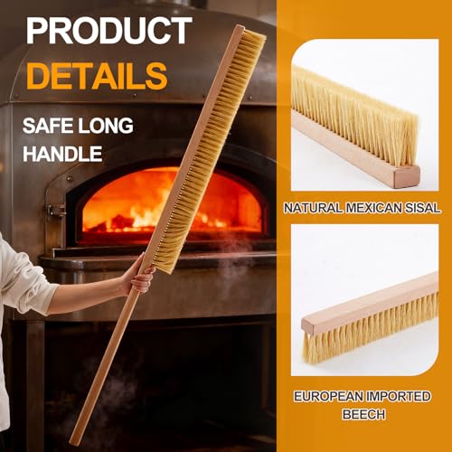 Maxdot 2 Pcs 51 Inch Giant Oven Brush Pizza Stone Brush with Long Handle for BBQ Grill Cleaning, Outdoor Oven Accessories - size: 51 Inch