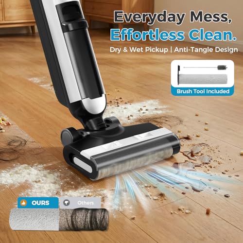 OLIXIS Wet Dry Vacuum Cleaner, Cordless All-in-One Vac Mops, Vacuum Mop with Self-Cleaning System, Dual Water Tank Design, Tangle-Free Brush, Dual-Edge Cleaning, 35-Min Runtime - color: White