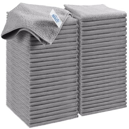 HOMEXCEL Grey Microfiber Cleaning Cloth, 50 Pack Cleaning Towels for Kitchen, Lint Free, Scratch-Free, Highly Absorbent, and Reusable Cleaning Rags for House, Window and Glass, Cars, 11.5 X11.5 inch - color: Grey