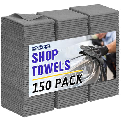 Microfiber Cleaning Cloth,150 Pack Grey Cleaning Rags, Bulk All-Purpose Lint-Free Shop Towels Wipes, Commercial Micro Fiber Cleaning Towels Washcloth for Car Garage Housekeeping 11.5"*11.5" - color: Grey, style: 150 Pack