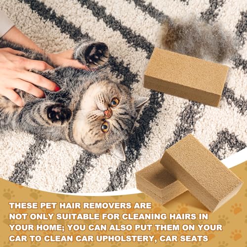 Pet Hair Remover Sponge Cat and Dog Hair Sponge Rubber Pet Fur Lifter Removal Tool, Remove from Furniture, Carpet, Bedding, Clothing, 6.26 x 3.28 x 1.89 Inch (Khaki,3 Pack) - color: Khaki