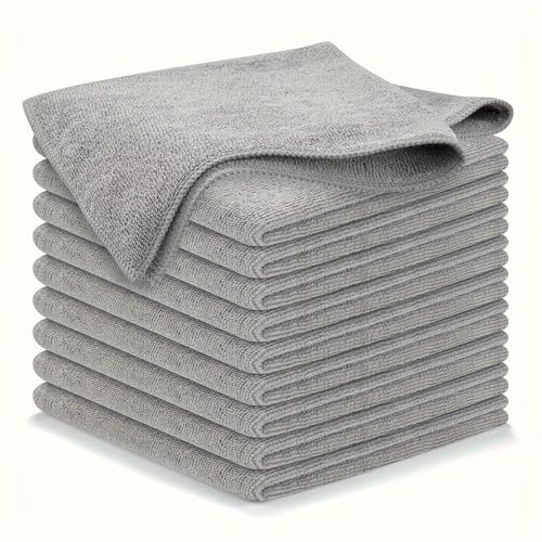 Generic Kitchen Towel, Ultra-fine Fiber Light Gray Cleaning Cloth Set, Absorbent, Soft and Cloth, Ultra Soft Absorbent Microfiber Cleaning Rags (10Pcs) - size: 10Pcs