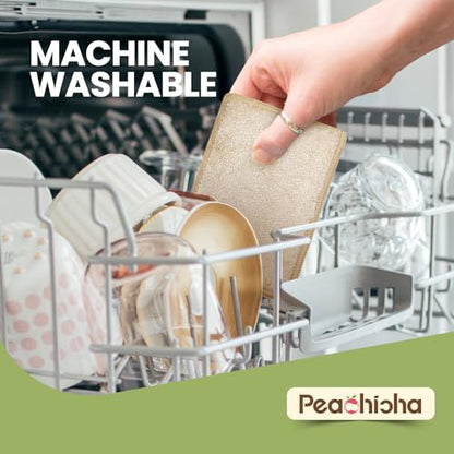 Bamboo Sponges for Dish Washing Reusable Dish Sponge Multi Use Kitchen Sponges Non-Scratch Reusable Cleaning Pads for Dishes, Pots and Pans, Pack of 5 - color: Brown,5 Pack