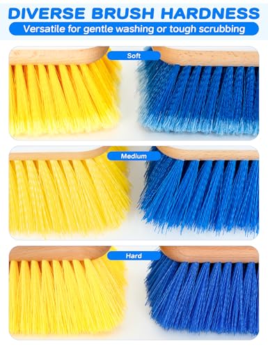 BLUEWING 8in Deck Brush Head with Soft/Medium/Hard Bristle Marine Scrubbing Washing Outdoor Boat Cleaning Tools - color: Yellow, style: Medium