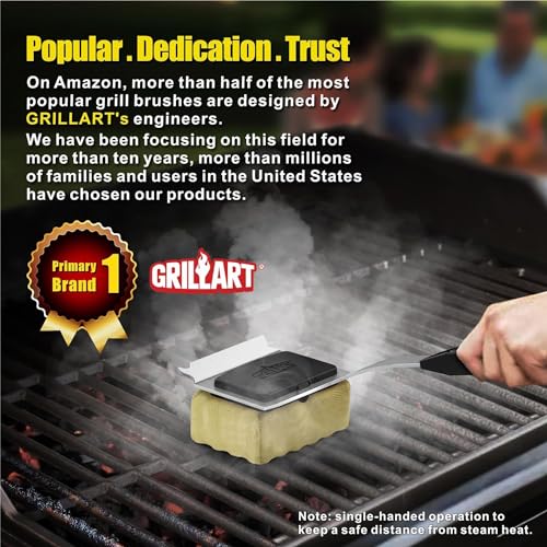 GRILLART Grill Brush Bristle Free, Replaceable BBQ Cleaning Head (No Handle), Safe Replacement Cleaning Pad for Cast Iron/Stainless-Steel Grates - Black - color: A Replaceable Pad