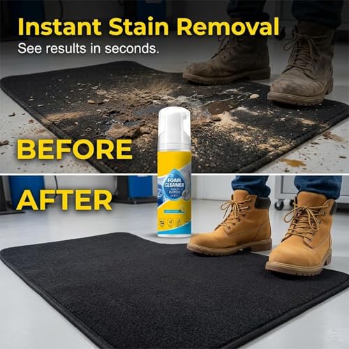 4-in-1 Multi-Purpose Foam Cleaner, All Surface No-Rinse Spray with Sponge & Towel for Home, Kitchen, Bathroom, Car & Upholstery (1PC+1*Sponge+Towel)