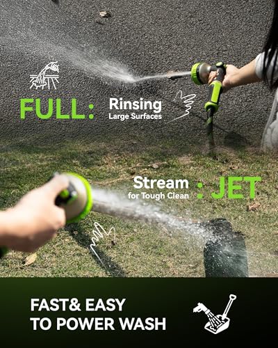 RAINPOINT Hose Sprayer Nozzle Heavy Duty - 8 Spray Patterns Garden Hose Nozzle with Adjustable Flow Control for Watering Plants, Washing Cars,Washing Pets, Thumb Control (Green) - color: Green