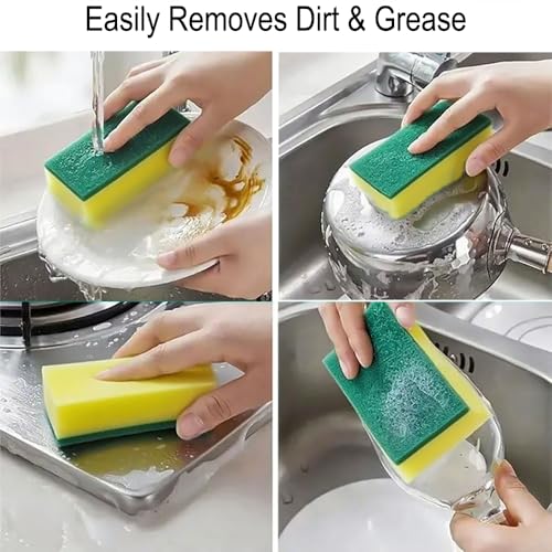 15 Pack Kitchen Cleaning Sponges, Dual Side Cleaning Dish Sponges Cleaning Supplies for Home and Kitchen, Anti-Scratch Scrubbing Sponges