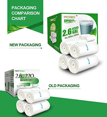 FORID Clear Small Trash Bags, 2.6 Gallon Garbage Bags, Wastebasket Bin Liners 220 Count Plastic Trash Bags for Bathroom Bedroom Office Garbage Can 10 Liters - Durable & Thick Trash Bag (Pack of 2) - size: 220 Count (Pack of 2)