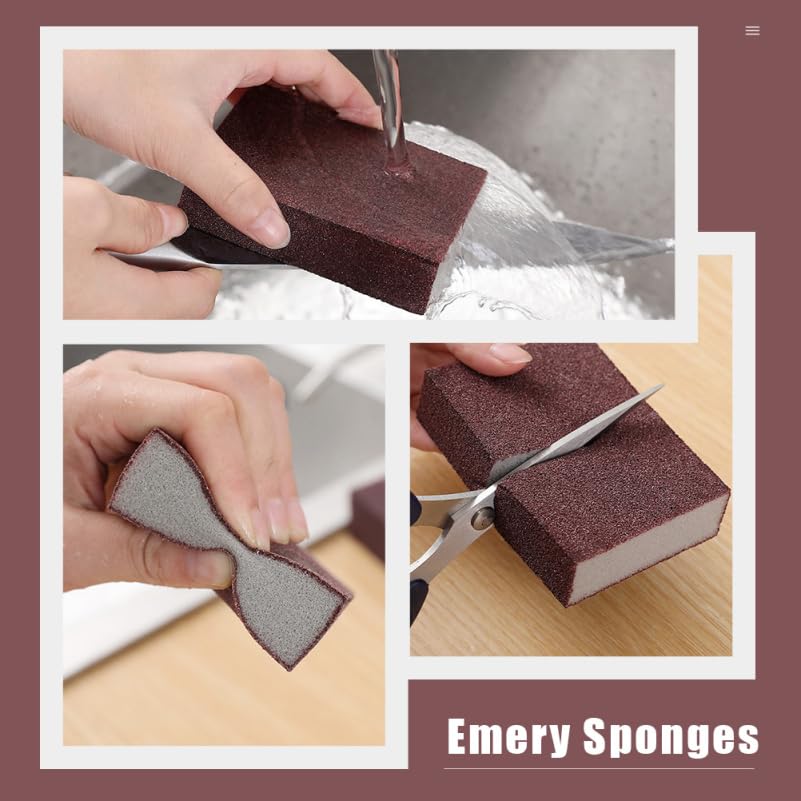 Baluue Nano Carborundum Sponge 3.93X2.75X0.98In Kitchen Scrub Sponge Non-Toxic Household Scrubbing for Stain Removal and Multi-Surface Cleaning