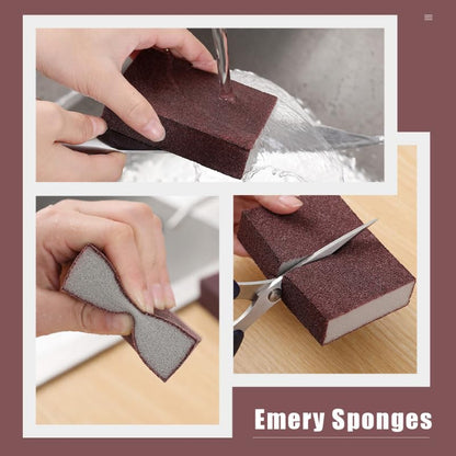 Baluue Nano Carborundum Sponge 3.93X2.75X0.98In Kitchen Scrub Sponge Non-Toxic Household Scrubbing for Stain Removal and Multi-Surface Cleaning