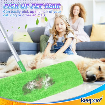 KEEPOW 8 Pack Reusable Mop Refill Pads Replacement Compatible with Swiffer XL Wet Pads Refills,Wet Pads Refill XL for Hardwood Floor Cleaning - color: Green, 8 Pack