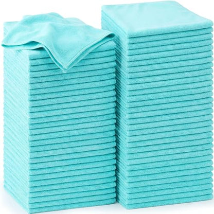 Nuenen Cleaning Cloths for Cars 16 x 16 Inch Ultra Absorbent Towels Drying Microfiber Reusable Cleaning Supplies House Kitchen Window Microfiber Towel(Teal Blue,60 Pcs) - color: Teal Blue