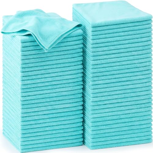Nuenen Cleaning Cloths for Cars 16 x 16 Inch Ultra Absorbent Towels Drying Microfiber Reusable Cleaning Supplies House Kitchen Window Microfiber Towel(Teal Blue,60 Pcs) - color: Teal Blue