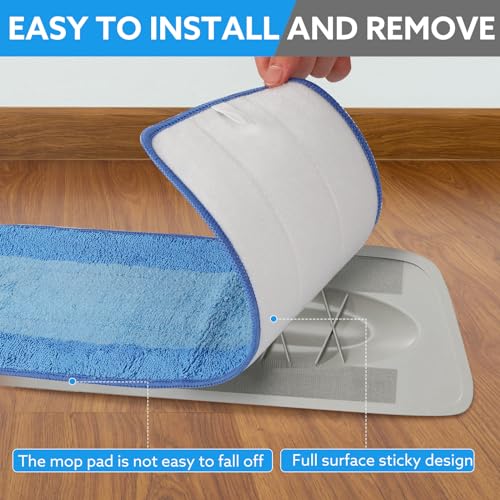 6 Pack Microfiber Cleaning Pads are Compatible with Bona Mop,18 Inch Replaceable Mop Pad Refill,Washable & Reusable Blue Microfiber Mop Pads for Hardwood and Hard-Surface Floors - size: 6PCS