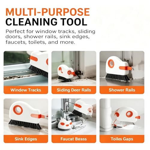 2 in 1 Window Track Cleaning Brush 2PCS,2026 New Window Groove Cleaning Brush, Sliding Door Track Cleaning Brush with Hidden Scraper, Gap Scrub Brush for Sliding Door, Window Sill (Mix) - color: Mix