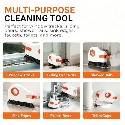 2 in 1 Window Track Cleaning Brush 2PCS,2026 New Window Groove Cleaning Brush, Sliding Door Track Cleaning Brush with Hidden Scraper, Gap Scrub Brush for Sliding Door, Window Sill (Mix) - color: Mix