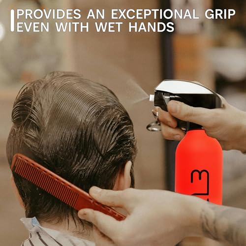 L3 Level 3 Rubberized Spray Bottle - Precise Action Mist Bottle for Effortless Hair Styling - Rubber Grip for Total Control - color: Red
