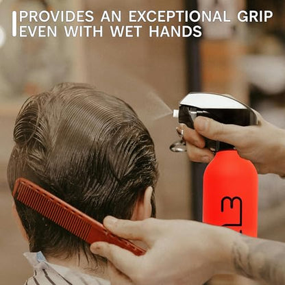 L3 Level 3 Rubberized Spray Bottle - Precise Action Mist Bottle for Effortless Hair Styling - Rubber Grip for Total Control - color: Red