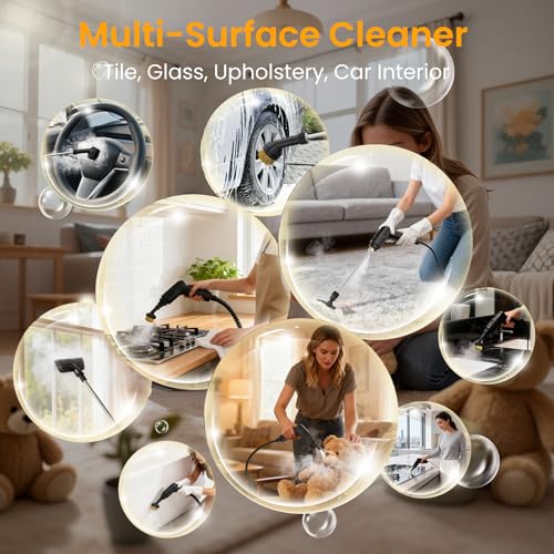 Pressurized Steam Cleaner 1.6L, 3-Level Adjustable Steamer for Cleaning, 10s Heat-Up, 2500W Handheld Steam Cleaner for Home, Car, Kitchen, Floor, Multi-Surface Cleaning Machine, 19pcs Accessories