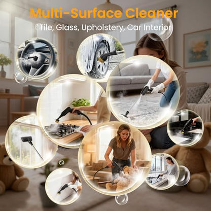 Pressurized Steam Cleaner 1.6L, 3-Level Adjustable Steamer for Cleaning, 10s Heat-Up, 2500W Handheld Steam Cleaner for Home, Car, Kitchen, Floor, Multi-Surface Cleaning Machine, 19pcs Accessories