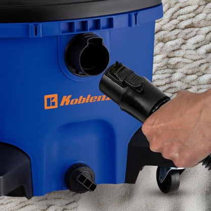 Koblenz WD-16 L4 Wet Dry Vacuum Cleaner, 16 Gallon Wet Dry Vac, 6.5 PHP, 3-in-1 Suction & Blower, Click-N-Lock Hose, Drain Plug, Big Vacuum Cleaner for Carpet & Floors, Swivel Casters, Black/Blue - size: 16 Gallon 6.5 HP
