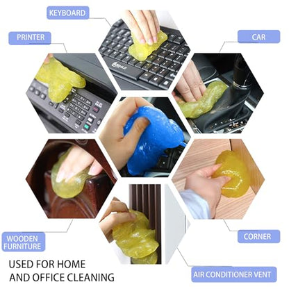 Car Cleaning Gel 2 Pack, Reusable Cleaning Putty for Car Interior Vent Keyboard Cup Holder, Auto Detailing Slime, Non-Sticky Car Cleaning Supplies Blue Yellow