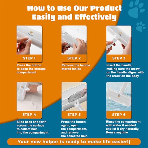 Pet Hair Remover with Fur Collector - Easy to Use Pet Hair Removal Tool - Cat & Dog Hair Remover for Couch, Furniture, Clothes, Bedding, Car - Reusable Lint Roller (White) - color: White