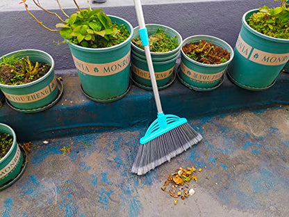 Three-Section Telescopic Aluminum Alloy Rod Long-Handled Broom for Housekeeping Garden Camping Outdoor&Indoor, 2 PCS Light Blue - color: 2 Pcs Light Blue
