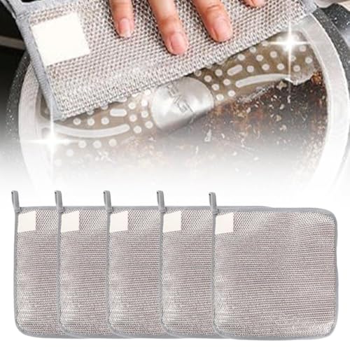 Upgraded 2025 Metal Scrub Sponges – 3-Layer Non-Scratch Dish Cloths with Diamond Weave | Reusable Stainless Steel Mesh Scrubber for Pots, Pans, Dishes, Stove & Kitchen Cleaning (5)