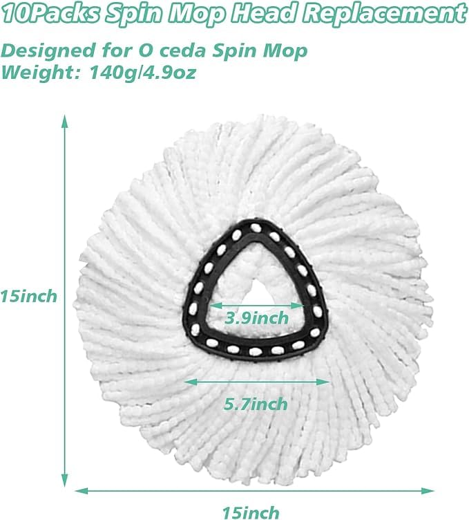 20PCS Spin Mop Replacement Head,100% Microfiber Mop Heads Replacements Compatible with Triangle Spin Mop,360 Degree Round Spin Mop Replacement Head for Easy House Cleaning Floor Mopping - size: 20PCS